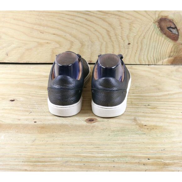 Frye Sneakers Womens 10M Leather Gray Pewter Crackled Metallic Low Top Athletic - Picture 3 of 9